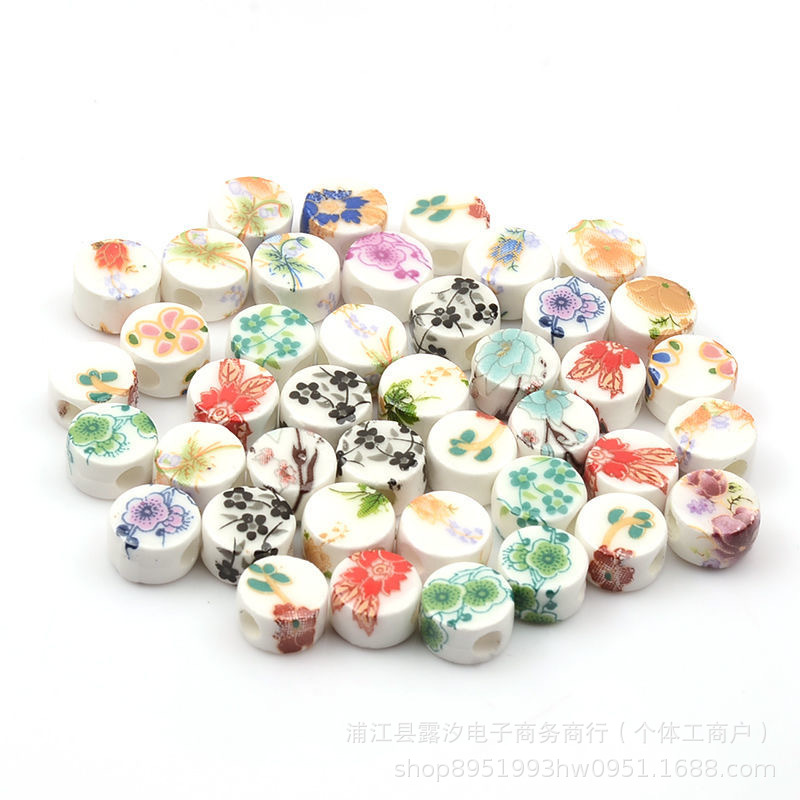 Flores de cerámica oblata esmalte de color decal de cerámica flores de estilo chino hechas a mano DIY collares pulseras pendientes accesorios