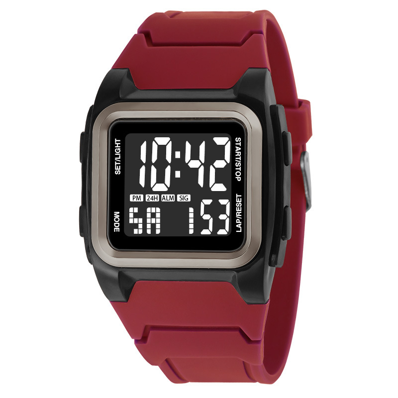 Nuevo cuadrado estudiante digital cronometraje reloj electrónico moda deportes al aire libre montañismo alarma luminoso reloj electrónico