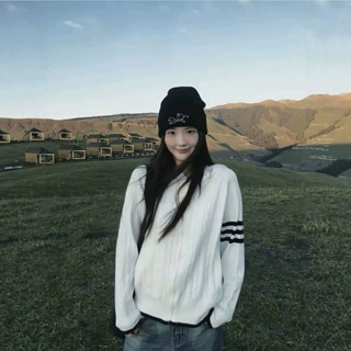 【羊羊世家】开衫外套女宽松上衣连帽拉链毛衣洋气针织衫外搭加厚