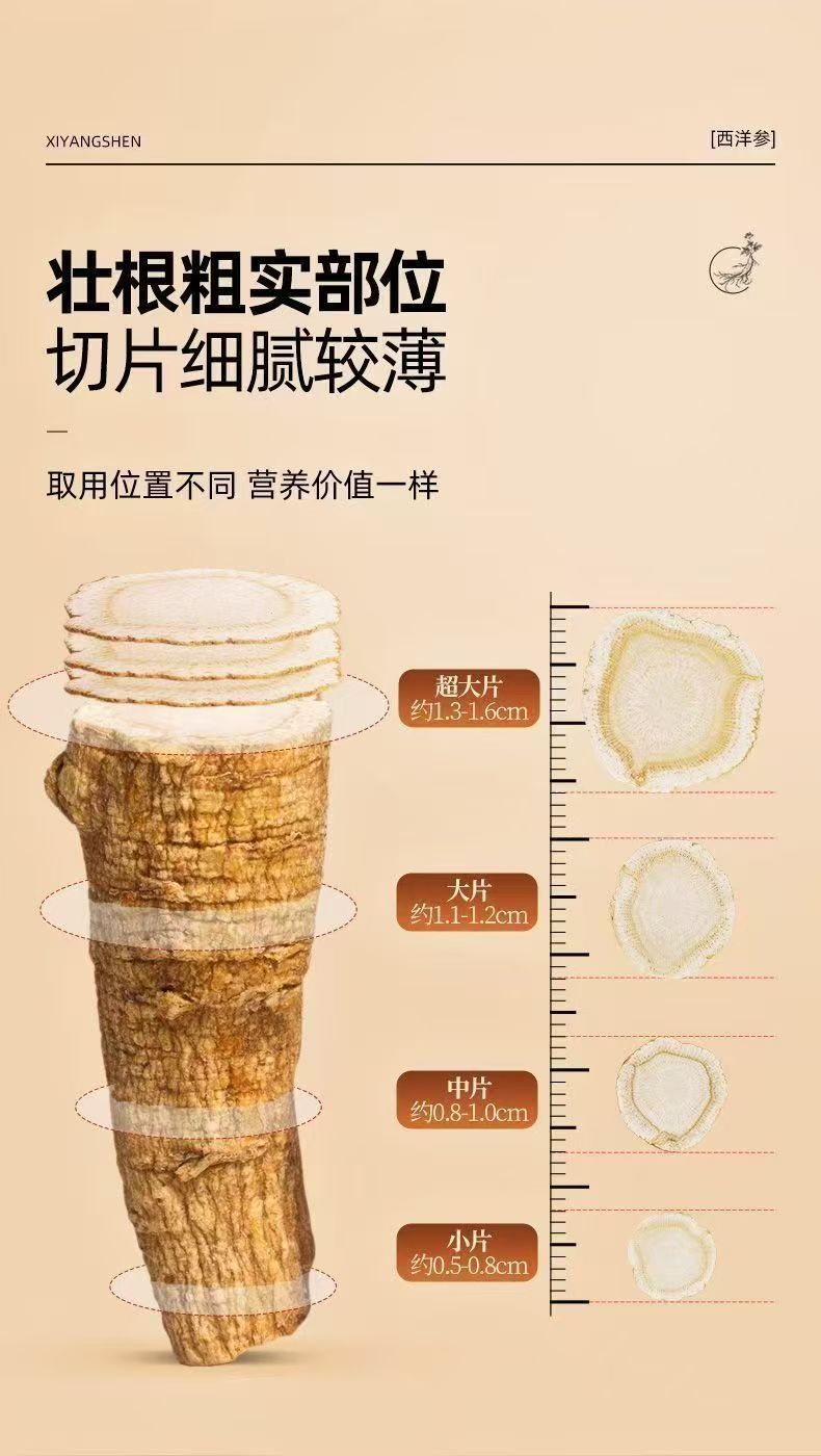 American Ginseng Slices Xi Yang Shen 西洋参 Panax quinquefolius Root Slices for Daily Herbal Tea and Cooking 500g Bag quality and texture