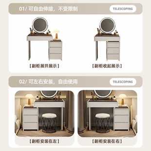 ✅ Solid Wood Dressing Table Bedroom Modern Simple Small Apartment Medieval Cream Style Retro Dressing Table Storage Cabinet Integrated