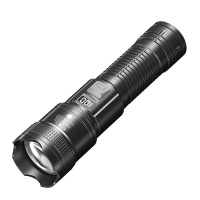 Portable Rechargeable Small Stretch – UV fənərlər - black-p50-digital-display-1800-ma-white-laser-lamp-beads