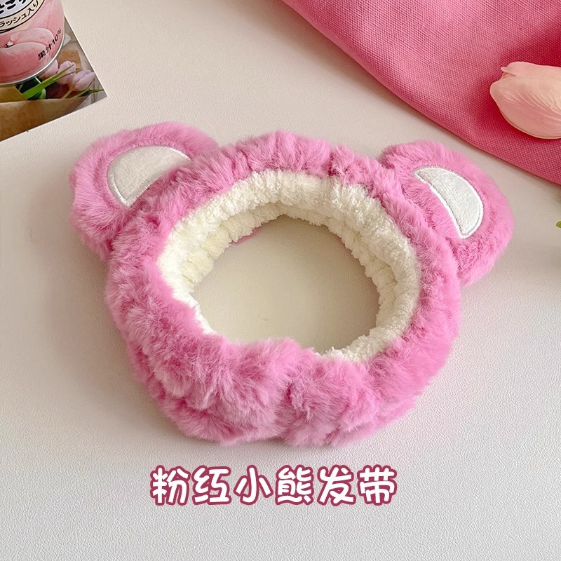 Banda de pelo de tres piezas para el lavado de cara de cangrejo diadema femenina banda de pelo de felpa Correa de muñeca de agua a prueba de humedad grutas de tocado de horquilla