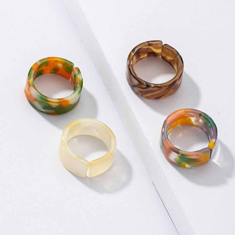 Fashion Color 4 Resin Ring Set display picture 5