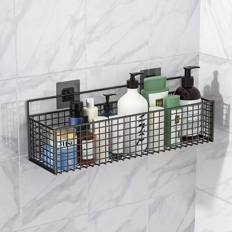 Luyejiu Wall-Mounted Shelf with Mesh Basket – No Drill, No Trace, Kitchen Bathroom Dorm Storage