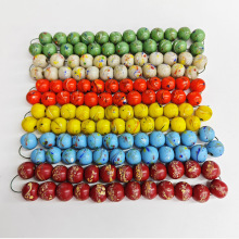 古法制作彩色凤尾图案琉璃珠12毫米老琉璃散珠DIY饰品手链项链