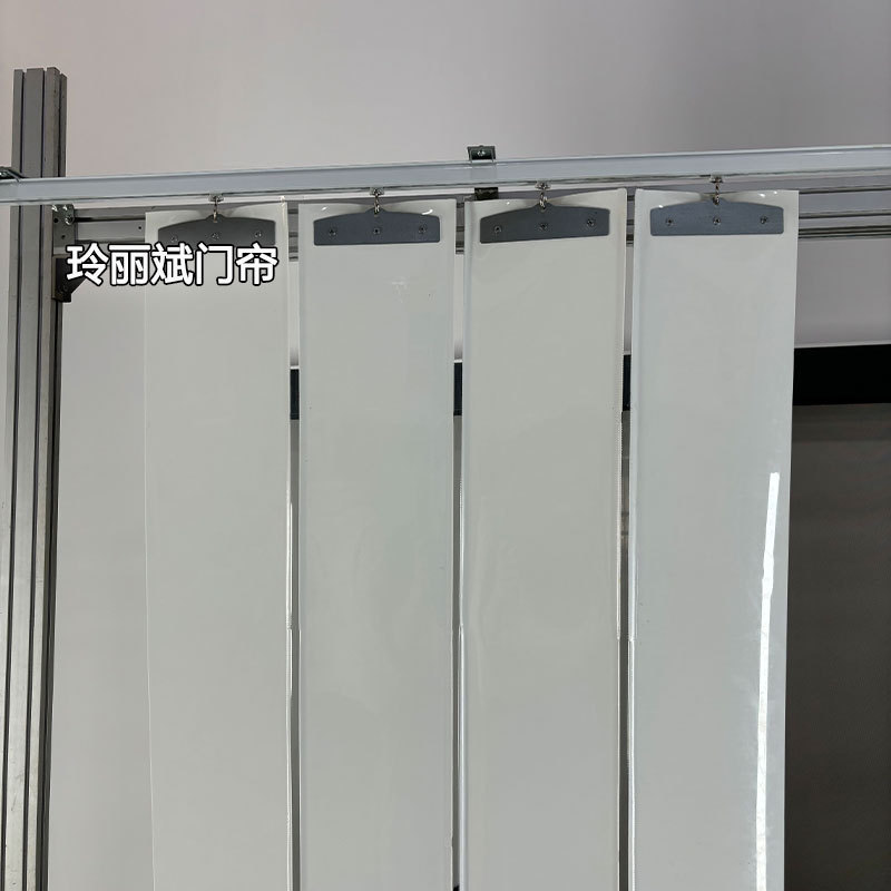 Milky Mobile Folding Soft Door Curtain Sliding pvc Transparent Plastic Windshield Curtain Curtain Translational Sliding Rail Rainproof Partition