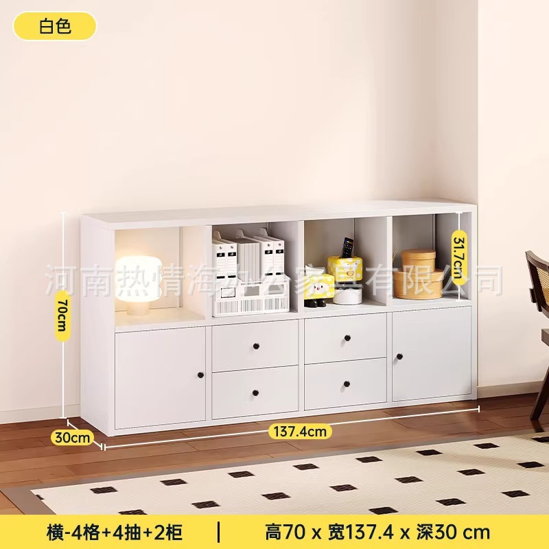 새로운 흰색 가로 스타일 수납공간 4개 + 서랍 4개 + 문 2개(후면 패널 포함)
