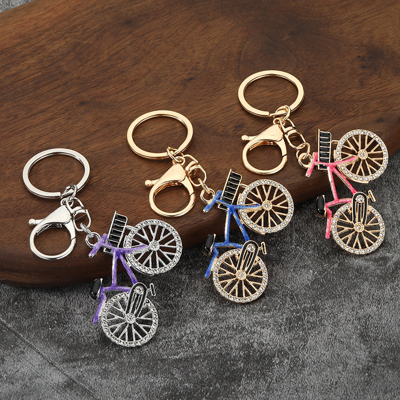 Creative Personalized Alloy Rhinestone Bicycle Keychain Couple Exquisite Douyin Gift Pendant Sports Bicycle