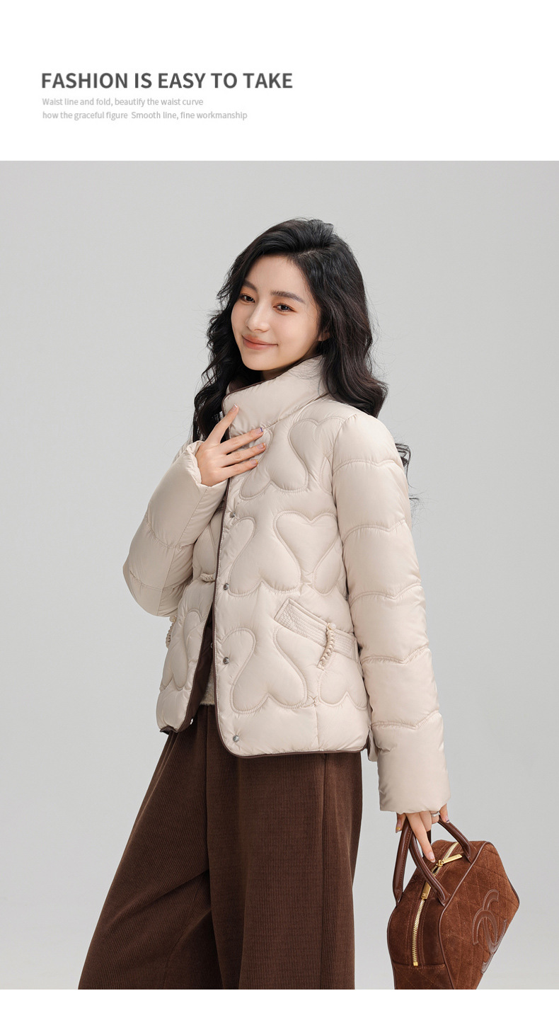 New Chinese style 2024 winter retro button down short fashion stand collar lightweight women's cotton Down jacket_voghion.com