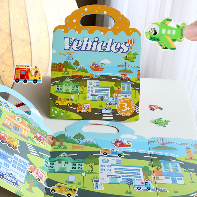 クロスボーダーソースゼリーステッカーブック静かな本 DIY 楽しい子供のシーンステッカー繰り返し貼り付け 3-6 歳教育|undefined