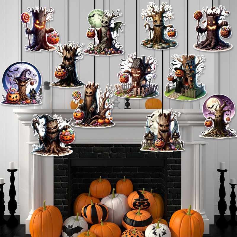 2025 nuevos productos de decoración de Halloween colgante colgante decoración de Halloween árbol esencia casa embrujada colgante decoración de atmósfera