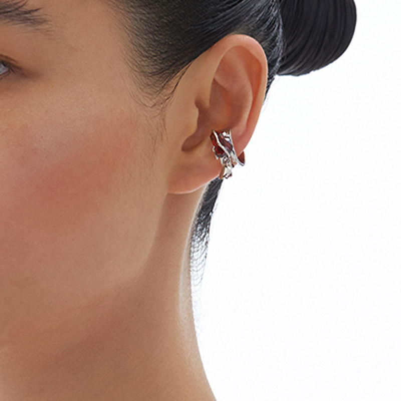 2021 nuevos pendientes de alto grado sin orejas hembra melocotón flor cristal clip nicho diseño pendientes joyería de moda femenina