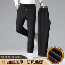 跨境男士休闲裤2025秋冬新款休闲直筒加绒加厚保暖松紧腰男裤批发