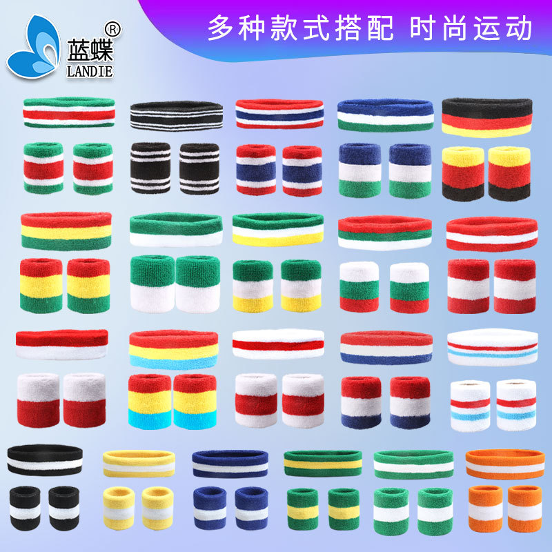 Muñequera para hombres y mujeres diadema deportiva banda para el cabello protección para la muñeca poliéster algodón sudor banda traje fabricantes deportes Equipo de Protección deportiva