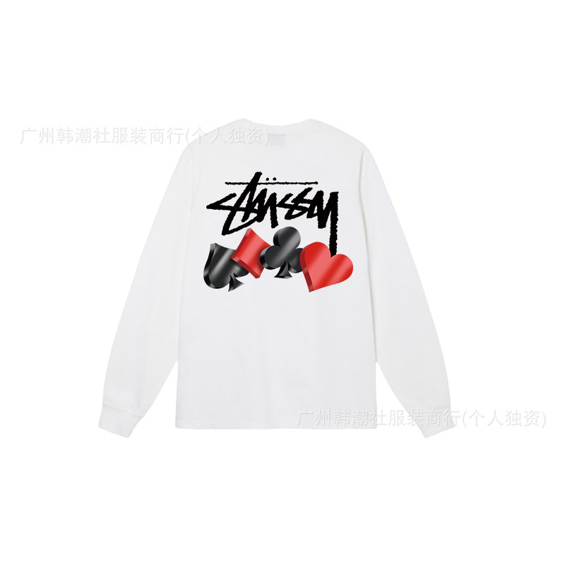 25S跨境斯图西长袖印花t恤美式潮牌STUSSY圆筒布休闲宽松男女同款|undefined