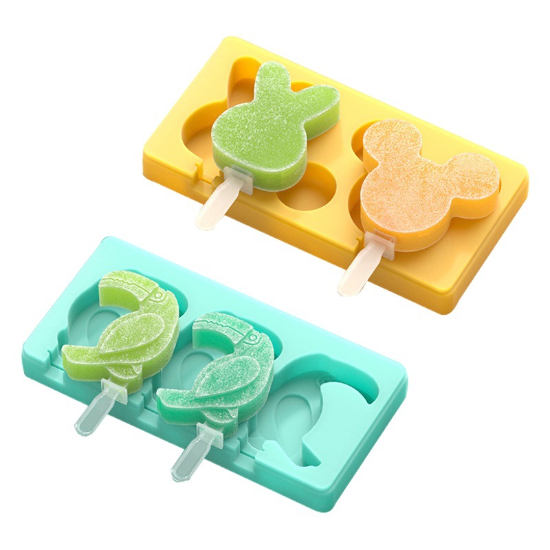2 colores en stock helado molde de silicona Mickey Mouse Tucan paleta molde bricolaje hecho a mano molde de helado casero