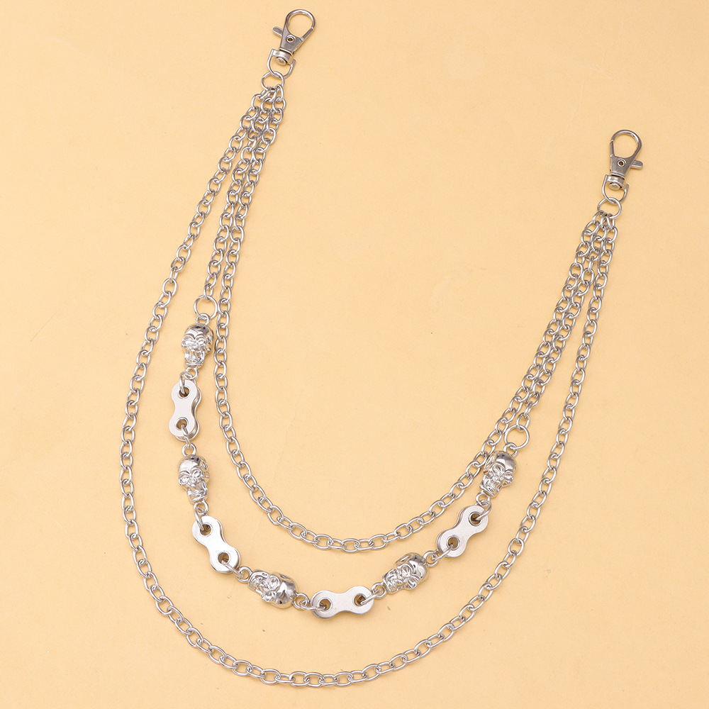 Moda Hip-Hop Punk Stile Teschio Pesante Accessori Multistrato Catena di Metallo Pantaloni Uomo Strada Versatile_voghion.com