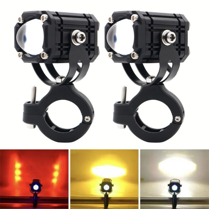 Lente de condensador superbrillante para motocicleta eléctrica, flash de explosión de ojos de demonios, luz de alto y corto alcance de dos colores, luz delantera para pavimentación de carretera