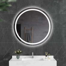 浴室智能鏡子壁掛鏡帶LED燈化妝鏡衛生間鏡子防霧洗漱觸摸大圓鏡
