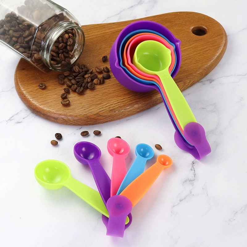 Plastic measuring spoon, measuring cup, set, buckle scaled, key bag