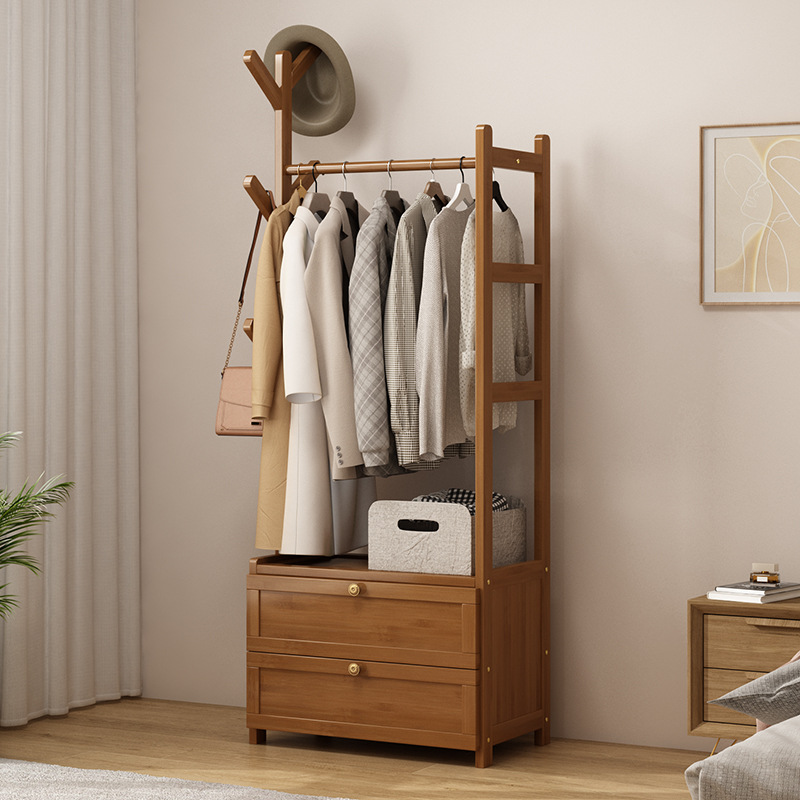 Clothes Rack Household with Locker Floor-Standing Bedroom Coat Rack Simple Room Clothes Rack Storage Rack