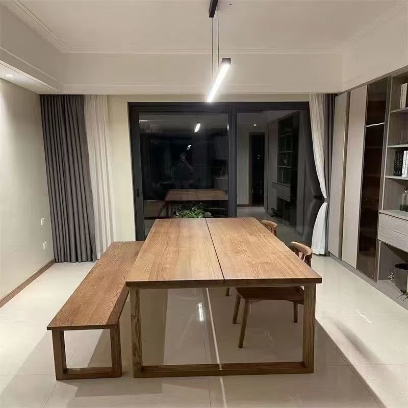 Mobien Solid Wood Coffee Table Dining Table Nordic Solid Wood Veneer-Free Dining Table Living Room Light Luxury Long Desk