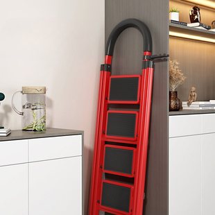 Ladder Household Folding Ladder Thickened Herringbone Ladder Multi-Functional Staircase Telescopic Four-Step Ladder Ladder Stool Housewarming Aluminum Alloy
