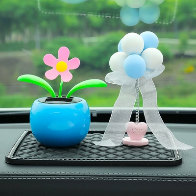 Car ornaments: car ornaments car center - blue-sunflower-macaroon-non-slip-mat