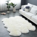 纯白色源头厂家6P整张羊皮飘窗垫纯色羊毛地毯地垫坐垫地板垫软装