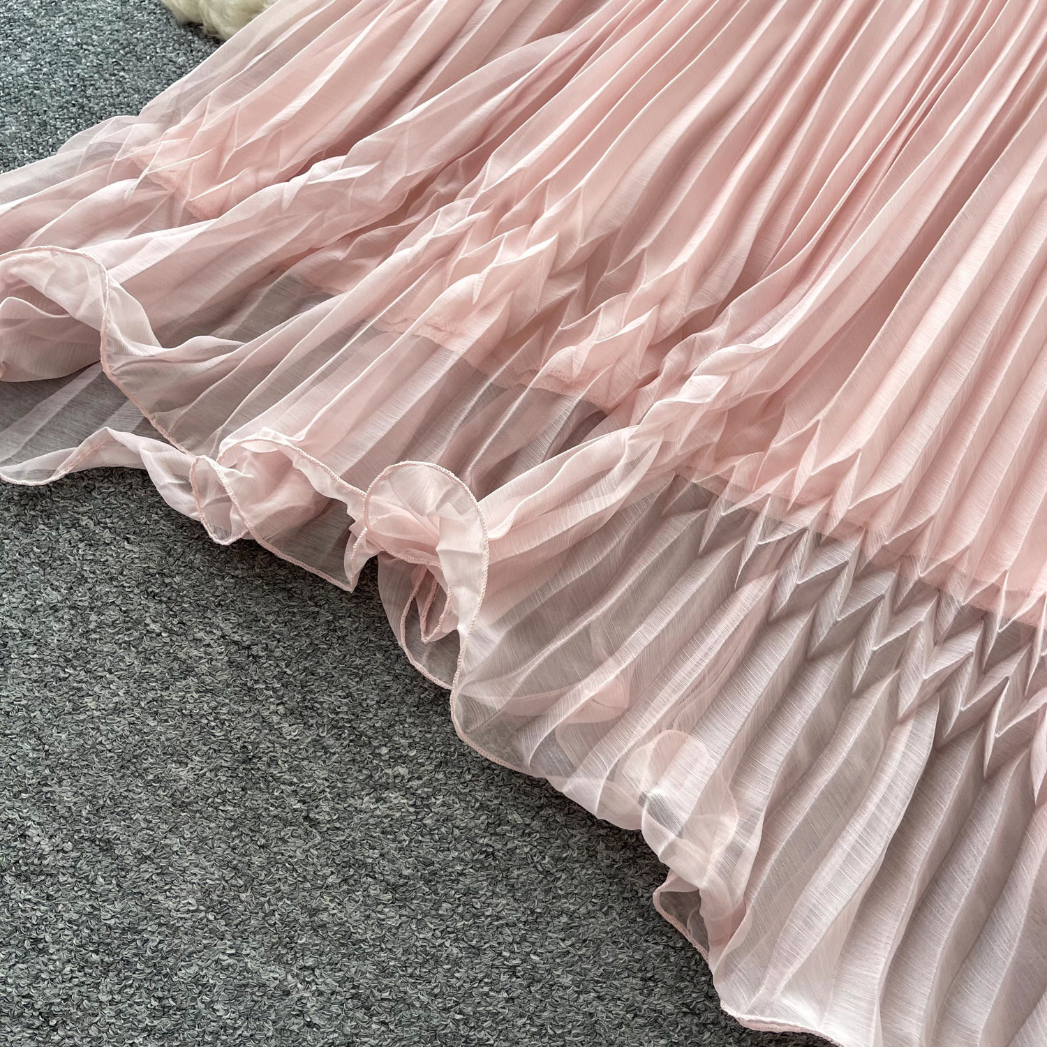 French Style Women's Halter Neck Dress Sleeveless Sweet Youthful Pleated High Waisted Cake Skirt Long Summer Fairy Vacation Dress_ecoleips.com