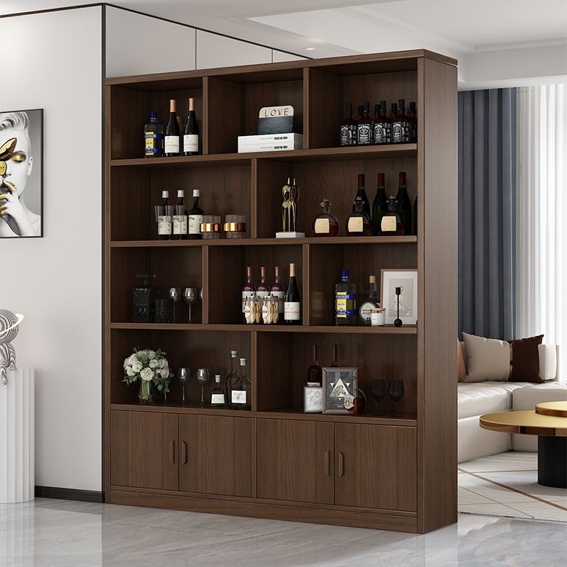 Wine Rack Solid Wood Bookcase Floor-Standing Storage Rack Multi-Layer Living Room Wall Cabinet Storage Cabinet Student Home Display Wine Cabinet