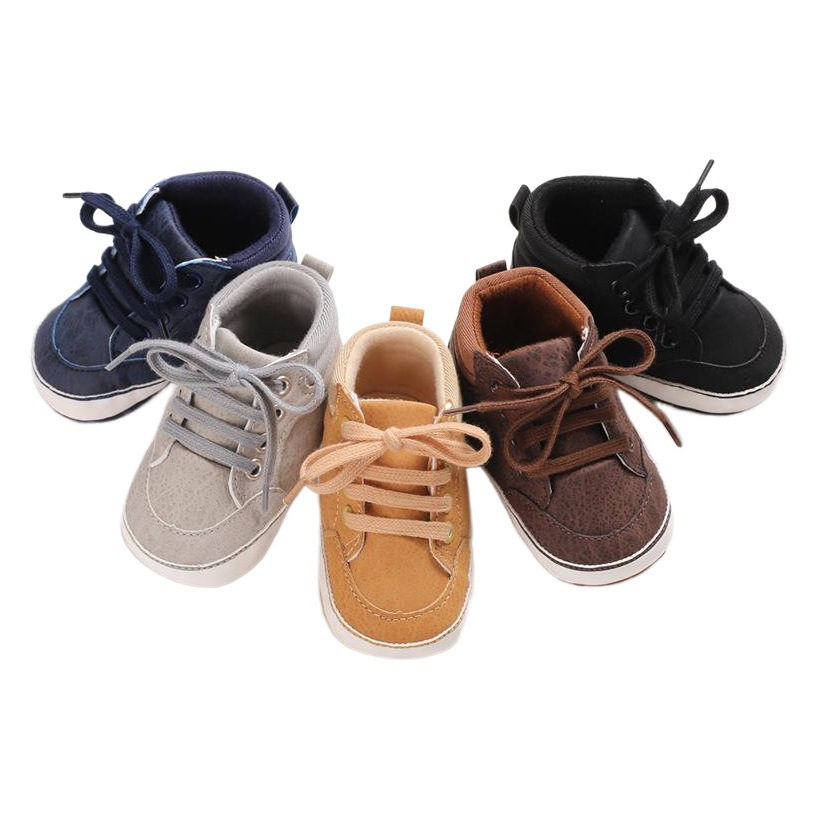 Zapatos de bebé primavera y otoño 0-1 años zapatos de Bebé Zapatos casuales de fondo suave zapatos de niño con cordones de superficie de PU