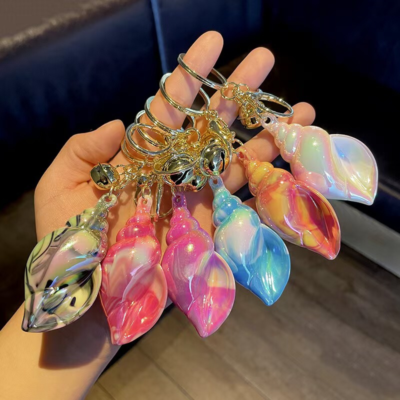 Trendy Electroplated Colorful Acrylic Conch Keychain Pendant Exquisite Cute Color-Plated Girls' Bag Car Pendant