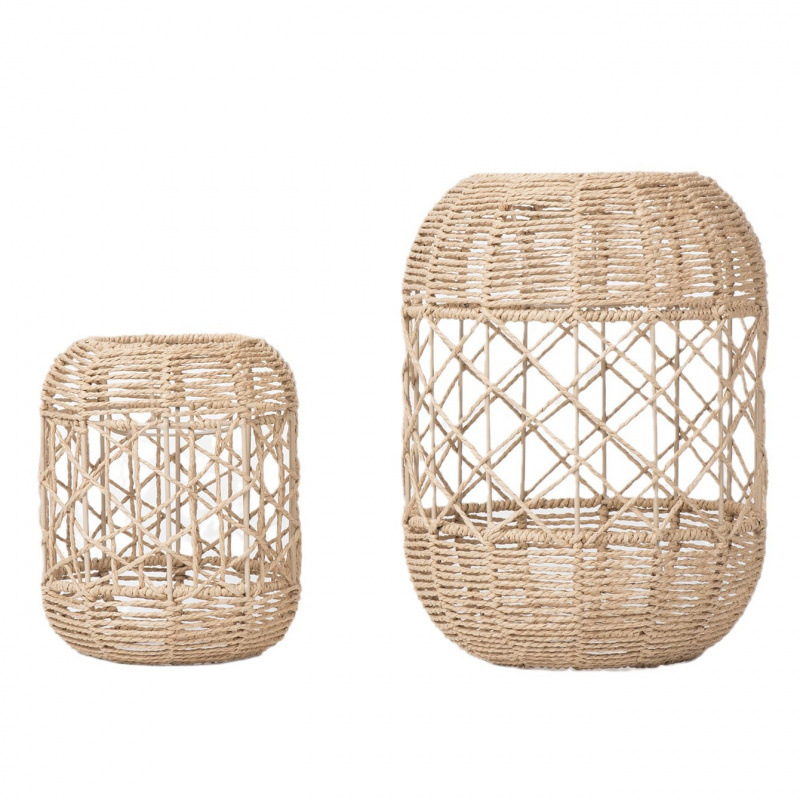 Araña de ratán de imitación de estilo pastoral, lámpara de restaurante tejida con cuerda de papel, casa de té, arte de ratán, arte de bambú, candelabro de sala de estar, candelabro de comedor