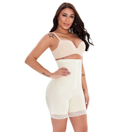 European and American breasted high-waisted breathable butt-lifting women's belly-control waistband lace leggings waist-protecting one-piece body-shaping pants