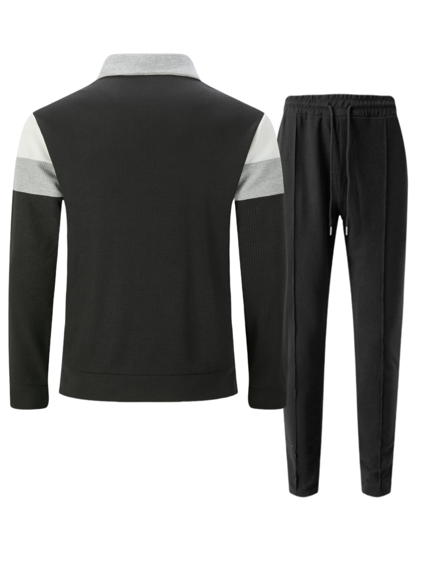 Casual herrset med waffle knit jacka och byxor_voghion.com