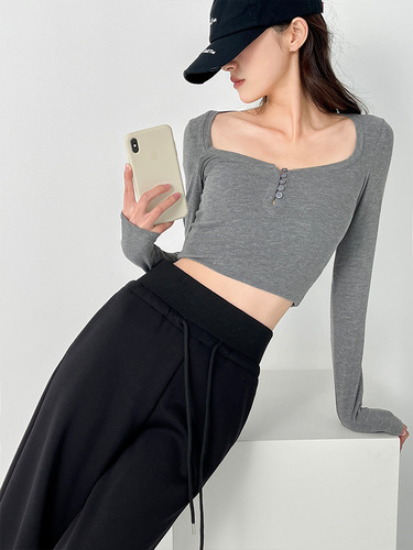 2025 Spring New Arrival Women's American-Style High-Waist Sweatpants: Ant-Waist Joggers with Relaxed Fit and Elegant Wide-Leg Design, Perfect for Casual Wear