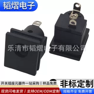 厂家定制DC电源插座DC-015BJACK直流插座DC5521两脚直插方形母座