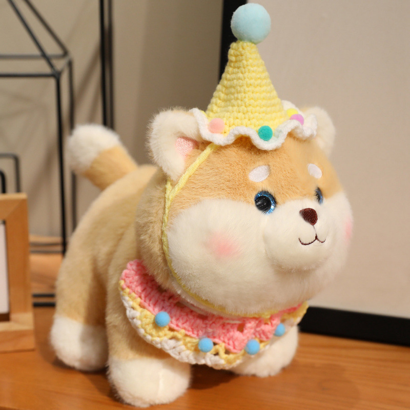 Bonita muñeca de bambú, pastel de cumpleaños, sombrero de bambú, muñeca de peluche, juguetes de peluche para niños, regalo de cumpleaños tranquilizador