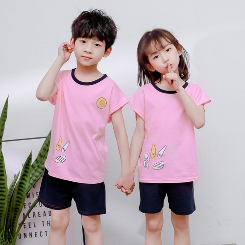 Summer Cartoon Children's Short Sleeve T-Shirt Boys Cotton Children's Clothing T-Shirt Girls Children's Crew Neck Medium and Large Children's All-Cotton Top