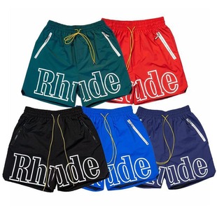 Cross-border European and American Fashion Brand RHUDE Letter 3M Reflective Casual Sports Shorts Men's and Women's American High Street Beach Pants