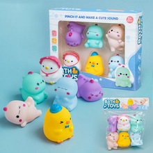戏水玩具沙滩小动物儿童洗澡玩具搪胶可爱小恐龙可捏软胶跨境