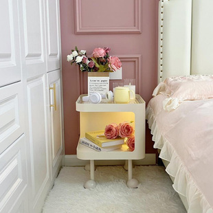 Bedside Table, Simple Side Table, Modern Home Bedroom, Small Apartment Side Cabinet, Creative Storage, High-End Shelf, Iron Art