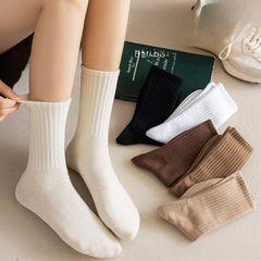Spring New White Stacked Socks Women Mid-Calf Socks Instagram Trendy Cotton Socks Autumn Socks Black Long Socks Wholesale