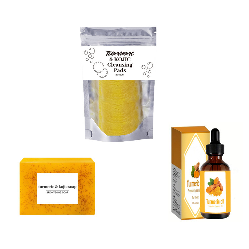 跨境外贸欧美TK款turmeric soap姜黄颗粒皂柠檬皂曲酸皂洁面套装|undefined