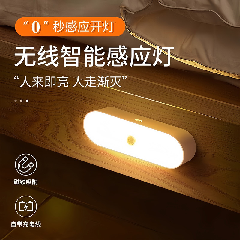 Human Body Sensor Night Light, Smart Rechargeable Voice-Activated Light, Wireless Home Corridor Wall Sensor Light for Nighttime Use