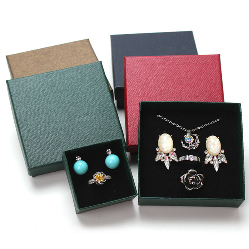 Diagonal pattern heaven and earth cover ring necklace set jewelry box jewelry storage packaging box gift box gift box live broadcast