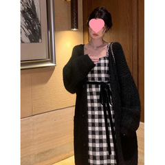 氛围感毛衣外套开衫女中长款秋冬新款韩版宽松慵懒风针织衫上衣厚