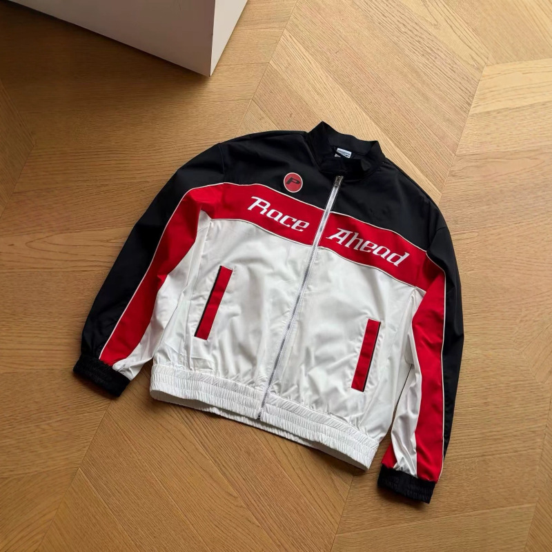 Cross-border Zhang Linghe style stand-up collar versatile long-sleeve color-block racing motorcycle jacket for both men and women Cross-border Zhang Linghe style stand-up collar versatile long-sleeve color-block racing motorcycle jacket for both men and women